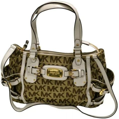 michael kors gansevoort lg satchel|Michael Kors Signature Monogram Gansevoort LG Beige/vanilla .